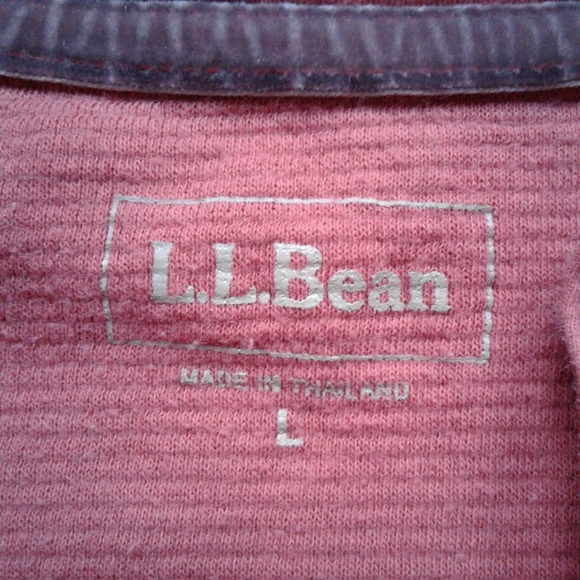 LL Bean Pink Waffle Knit Henley L - Picture 5 of 5